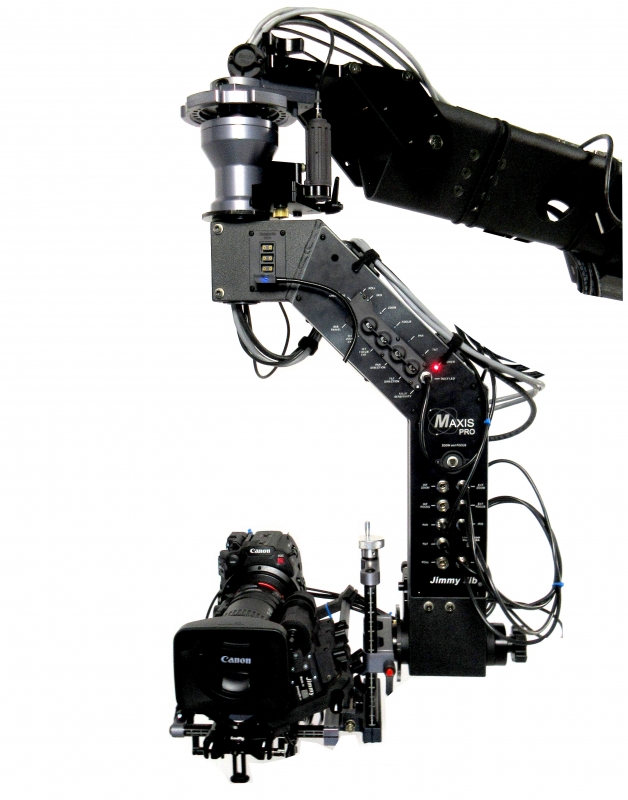 Jimmy Jib Maxis Pro Remote System  equipped with Canon and Fuji Integrated Zoom, Focus and Iris Control System.